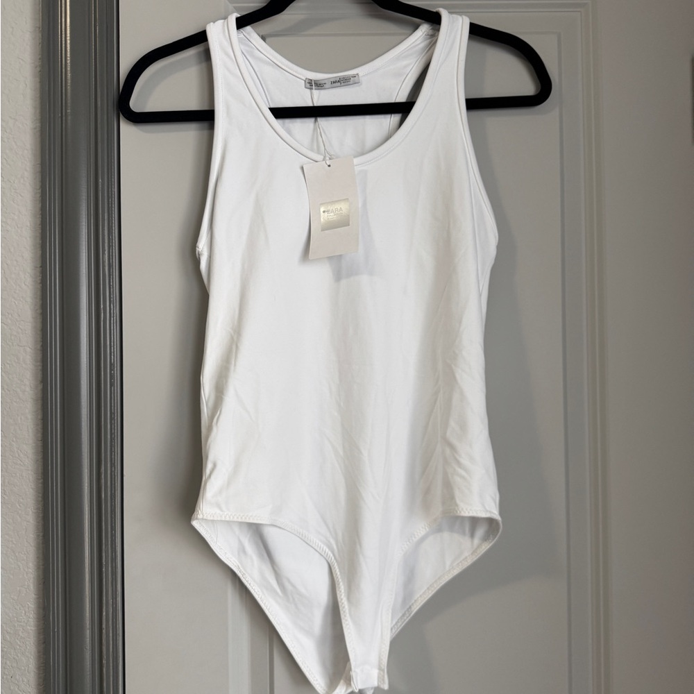 New Zara Classic White Stretch Bodysuit